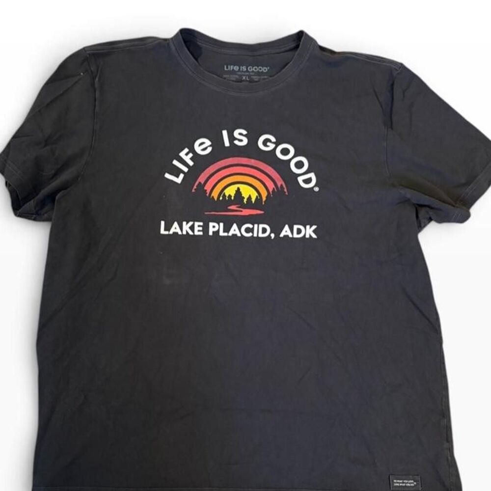 Life-is-good Men's Black and Grey T-shirt